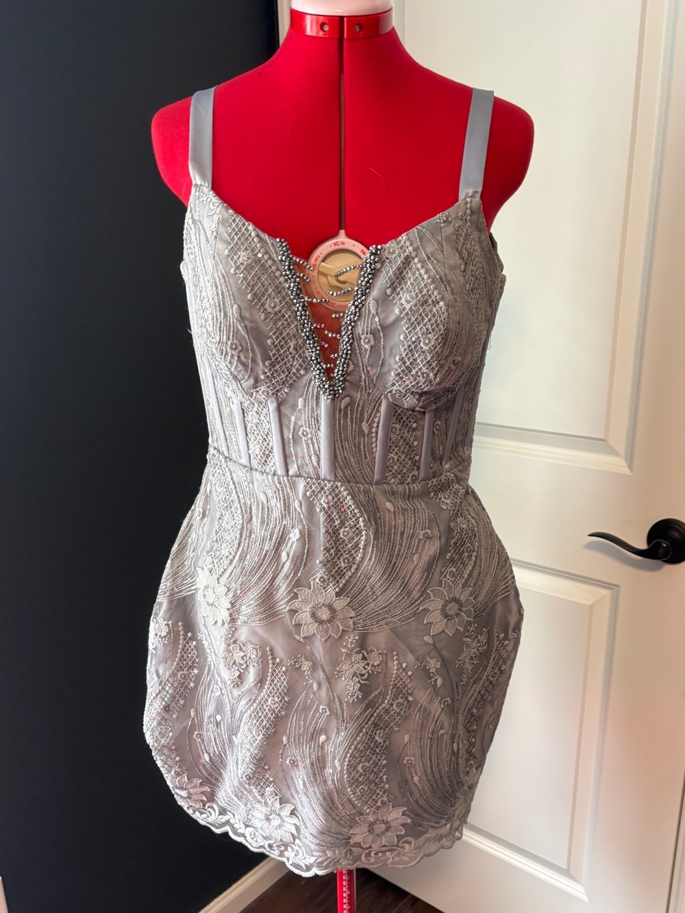 Custom Made Light Blue / Silver Pageant Homecoming Corset Dress